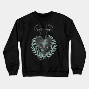 Elegant heart with piano and clef on damask background Crewneck Sweatshirt